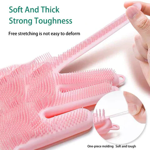 Multipurpose Silicone Dish Washing Gloves With Scrubber