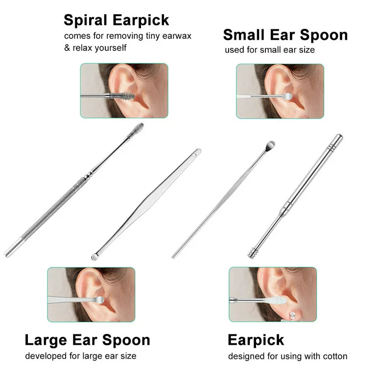 6 PCS Ear Pick Cleaning Set with Storage Bag ( Pack of 2 )