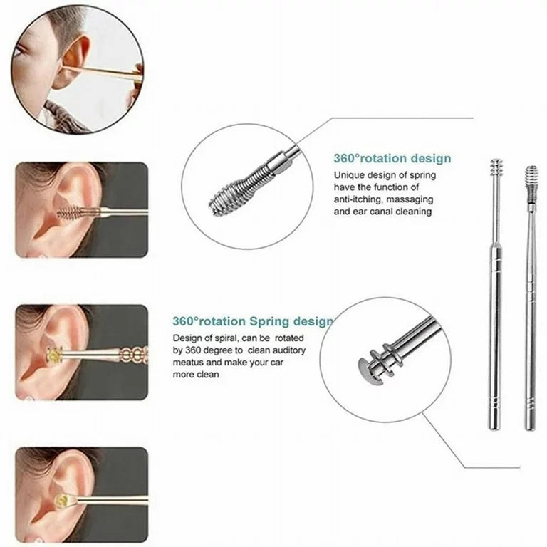 6 PCS Ear Pick Cleaning Set with Storage Bag ( Pack of 2 )