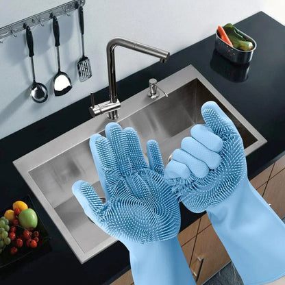 Multipurpose Silicone Dish Washing Gloves With Scrubber