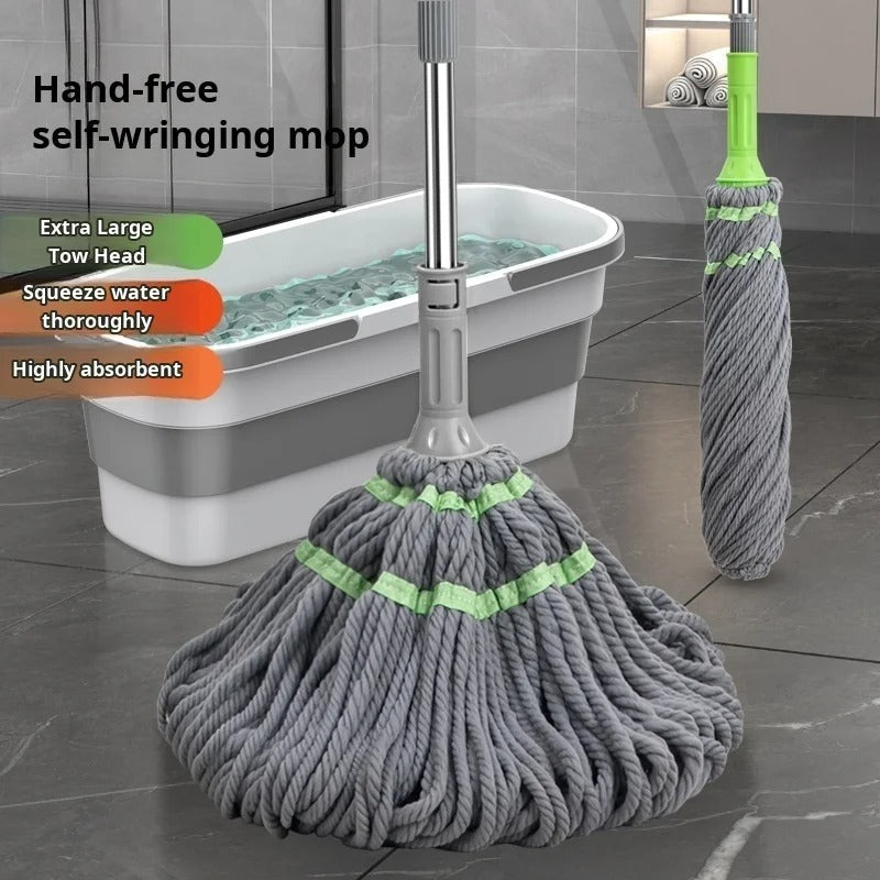 Household Hand Wash Free Self Twisting Water Rotation Squeezing Mop Fiber Absorbent Mop